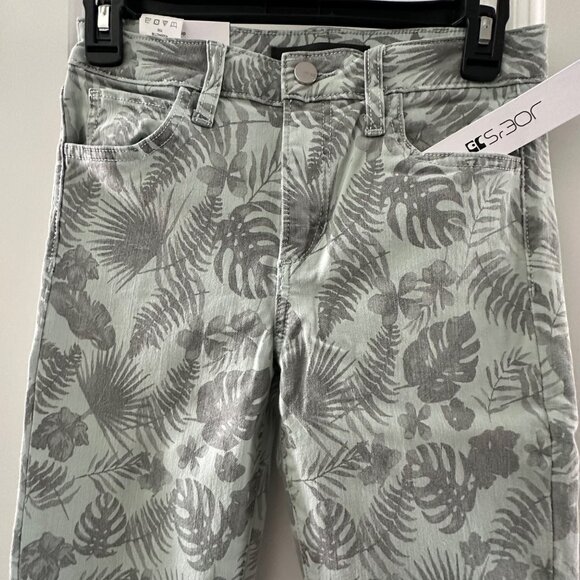 Joes The Icon Mid Rise Skinny Crop Jeans Size 26 Tropical Green Gray Leaf Print - Picture 5 of 14